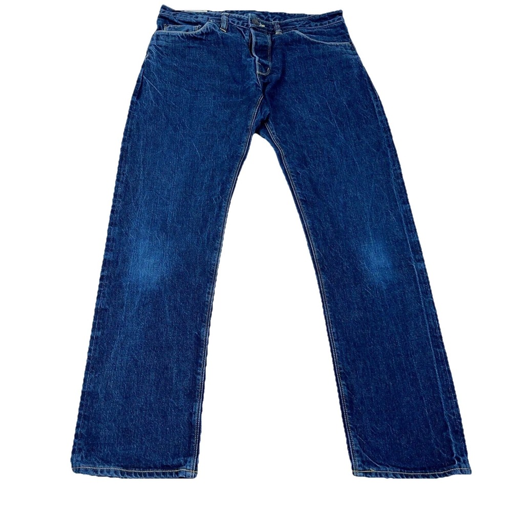 Shockoe Atelier Jeans Men 33x28 Slim Straight Selvage Denim Button Fly Dark A43